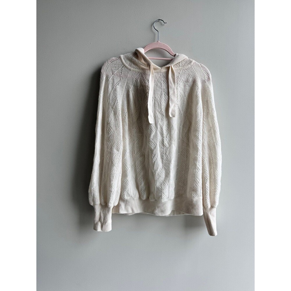 Brodie Cashmere pullover hoodie sweater ivory women’s large EUC